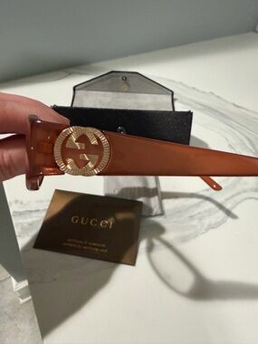 Gucci Brown frames for prescription with Gold Double G Medallion